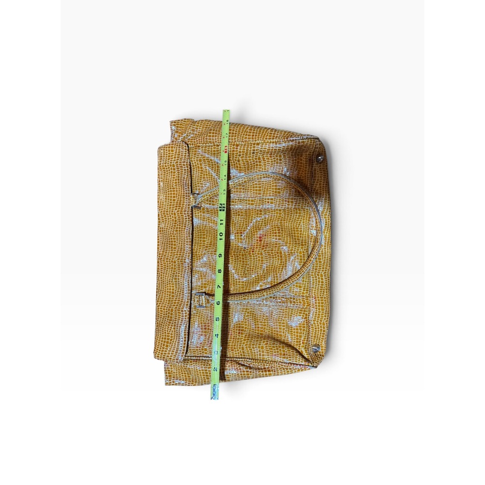 BCBG Max Azria Yellow Croc Embossed Leather Tote Bag Large Vintage Y2K Mob Wife - Picture 8 of 10